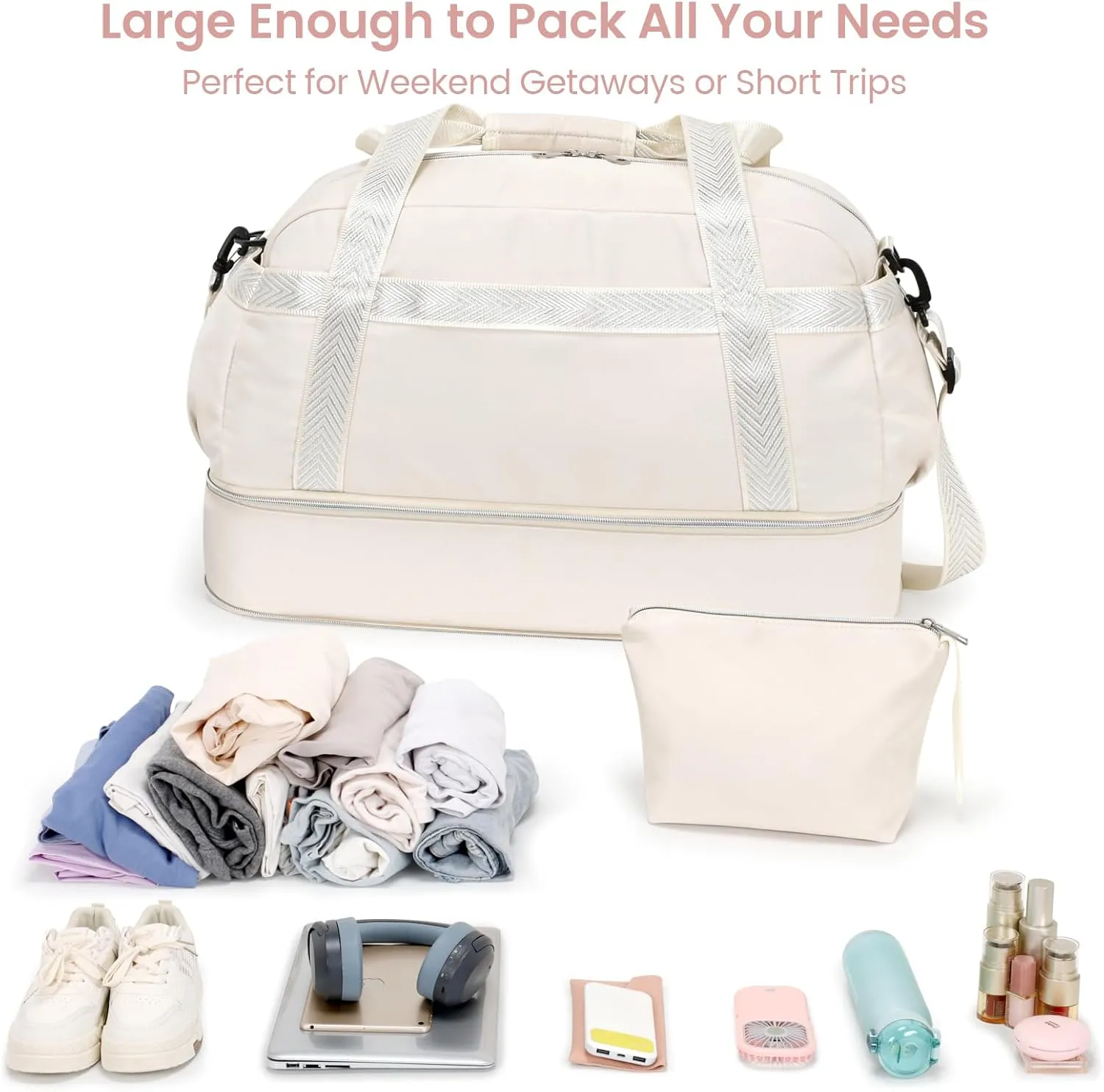 Cambond Weekender Bags for Women - Overnight Bags for Women Travel with Expandable Shoe Compartment and USB Charging Port