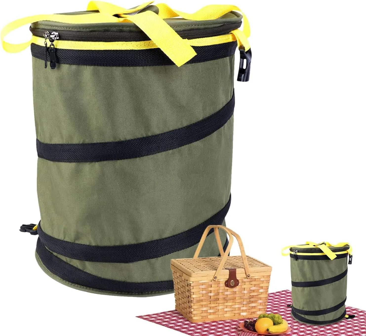 Camping Bucket, Fishing Bucket - Camping Trash Can - Portable Fishing Bin, Storage Organizer with Lid and Handle, Garbage Bin, Camping Accessories