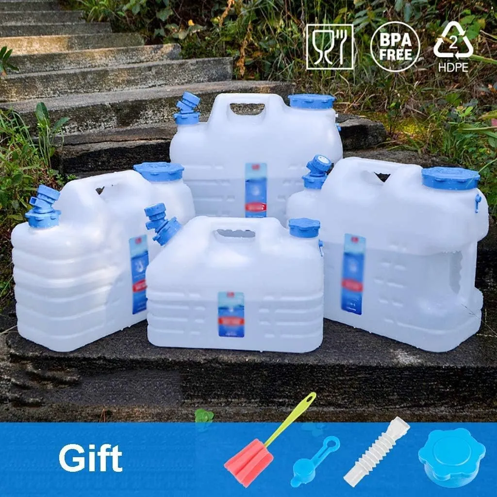 Camping Water Carrier Plastic Water Container with Tap Hose for Camping,HDPE Emergency Water Carrier Jug, Portable Drinking Water Storage Bucket for Home Picnic BBQ Self-Driving Tour Hikin(Size:16L)