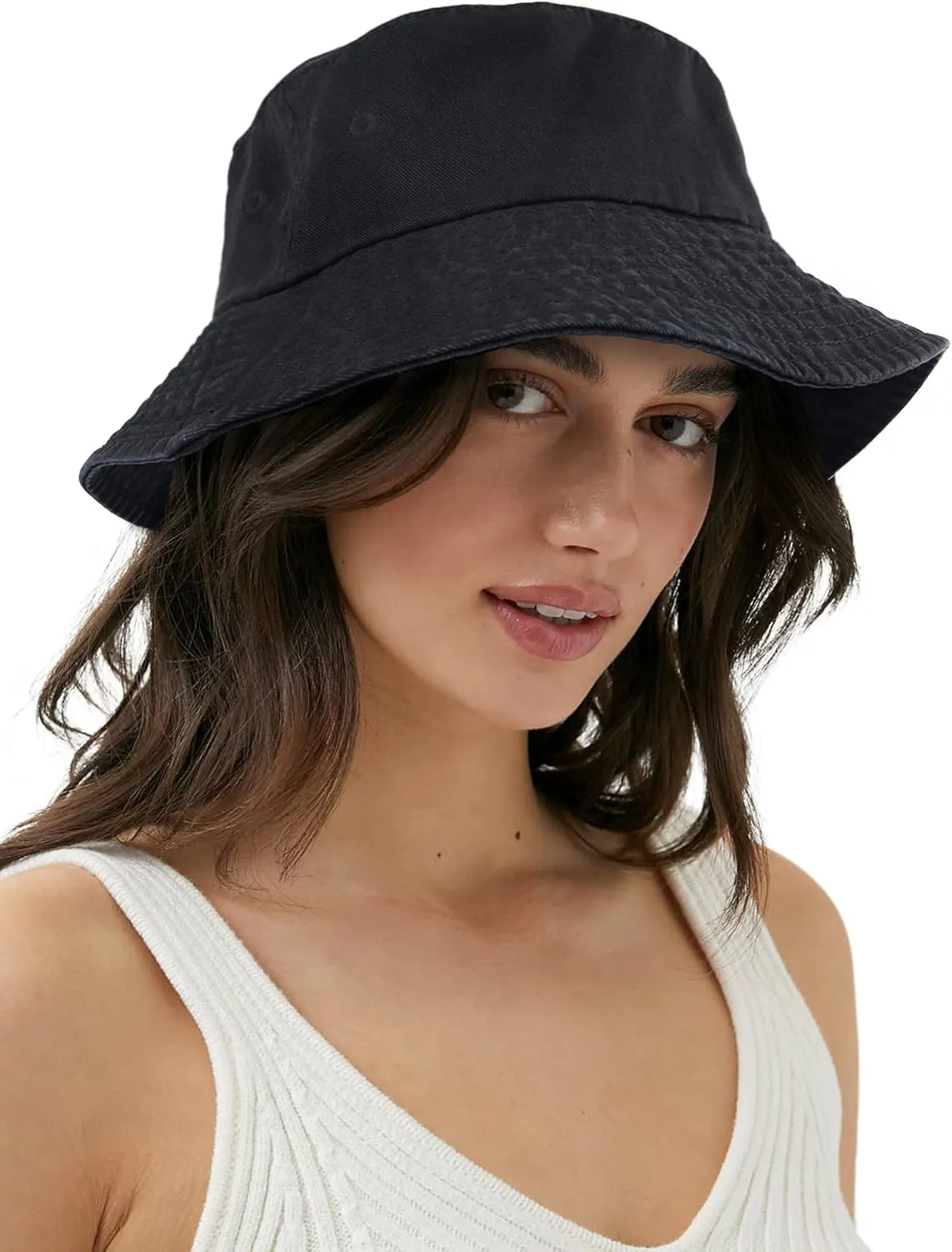 Camptrace Bucket Hats for Women Men Washed Cotton Bucket Hat Packable Sun Hats Summer Beach Hat with Detachable String Canvas