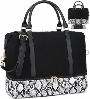 CAMTOP Weekender Bags for Women Travel Carry On Tote Bag with Shoe Compartment Overnight Bag for Airplanes, Travel Duffel Bag，Hospital Bag for Women Labor Delivery (Black)