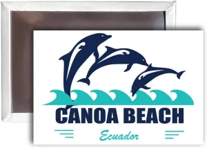 Canoa Beach Ecuador Beach Souvenir Fridge Magnet Dolphin Design 4 Pack