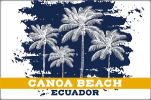 Canoa Beach Ecuador Beach Souvenir Fridge Magnet Palm Design 4 Pack