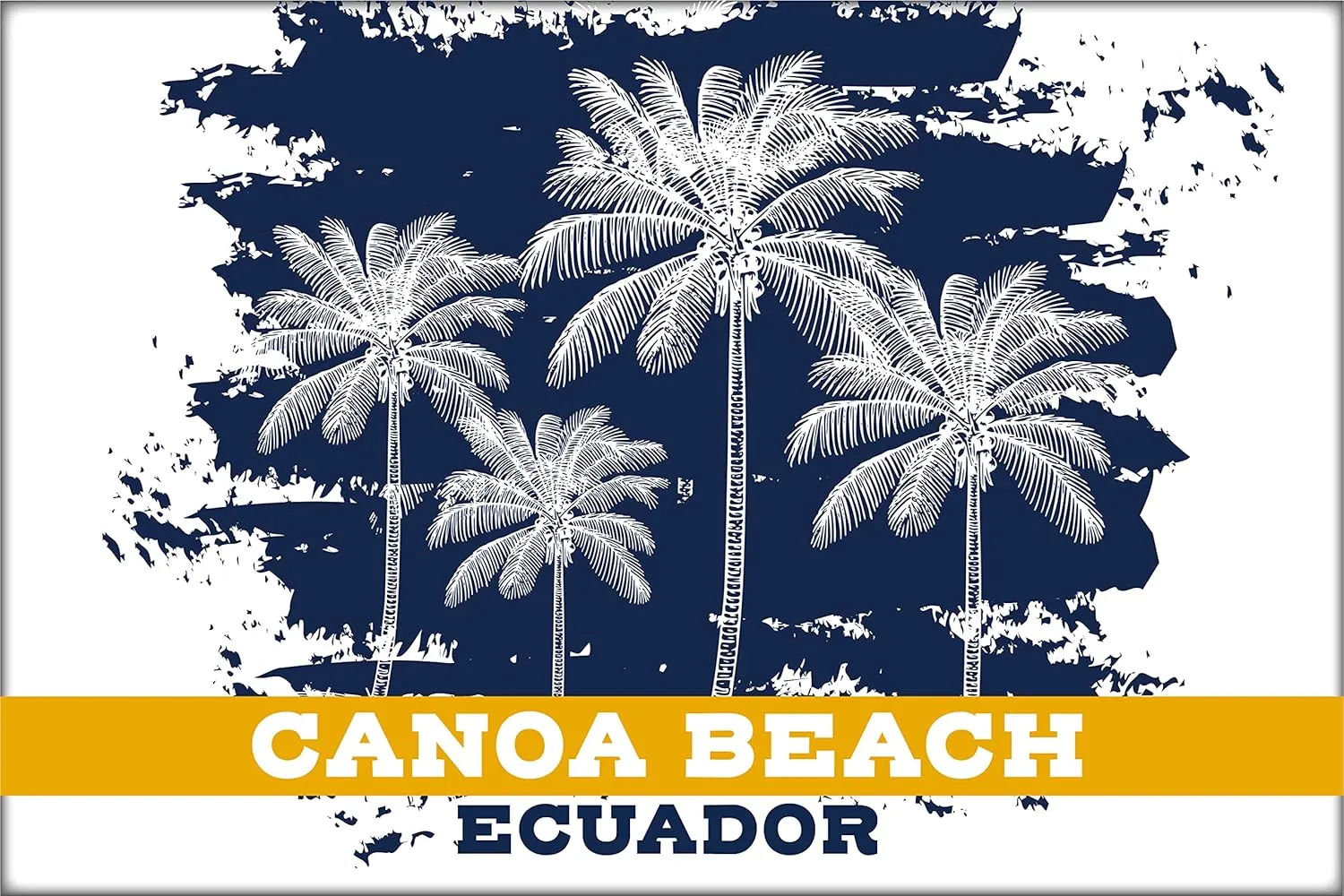 Canoa Beach Ecuador Beach Souvenir Fridge Magnet Palm Design 4 Pack