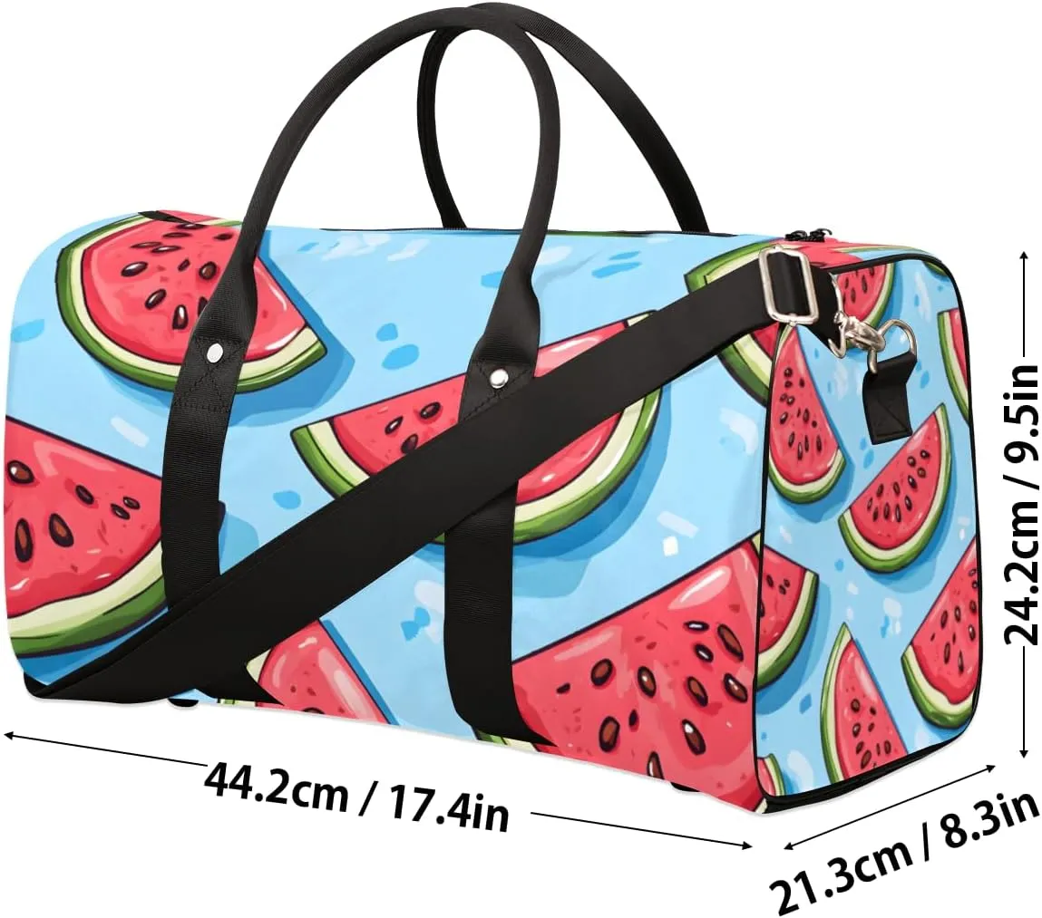 Cartoon Watermelon Travel Duffle Bag for Women Men Gym Duffel Foldable Bag Waterproof Weekender Sweet Fruit Duffle Tote