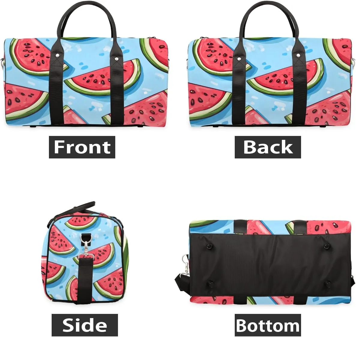 Cartoon Watermelon Travel Duffle Bag for Women Men Gym Duffel Foldable Bag Waterproof Weekender Sweet Fruit Duffle Tote