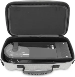 CASEMATIX Travel Case Compatible with Audio-technica AT-SB727 Portable Turntable Sound Burger Vinyl Record Player - Includes Carry Case Only with Handle and Shoulder Strap, Grey