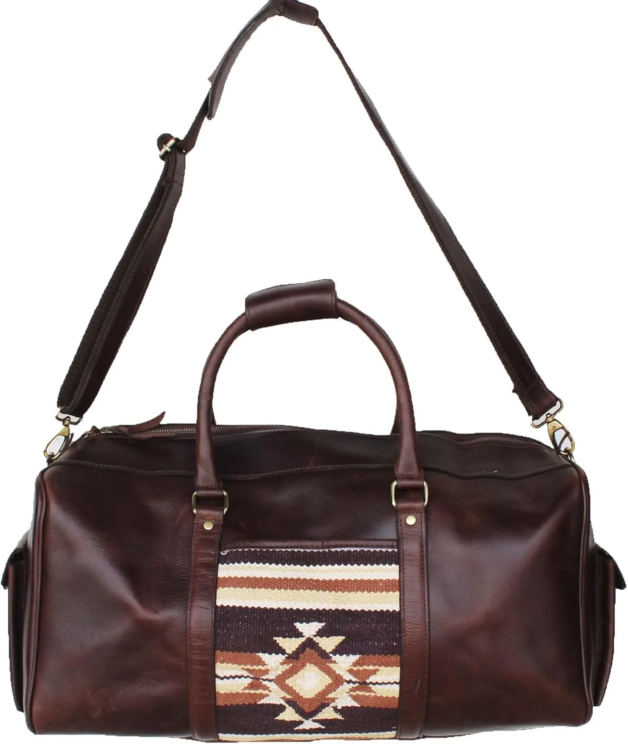 CHALLENGER Western Cowhide Leather Handwoven Travel Weekender Carry-On Duffle Bag 103RT26