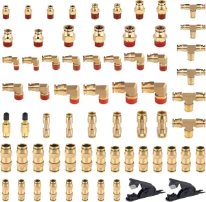 CheeMuii 43 & 23 Pcs Brass DOT Air Line Fittings Kit Total 28 Pcs Straight Union