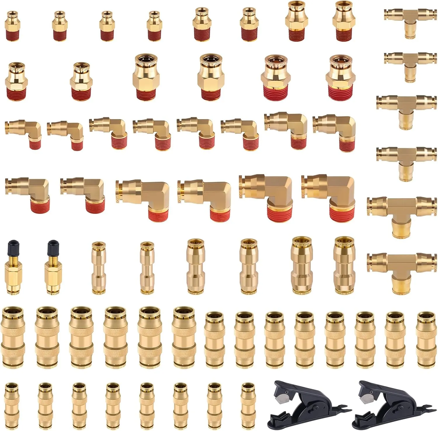 CheeMuii 43 & 23 Pcs Brass DOT Air Line Fittings Kit Total 28 Pcs Straight Union