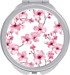 Cherry Flowers Floral Compact Makeup Mirror Mini Foldable Cosmetic Mirror Portable Travel Mirror for Purse Pocket