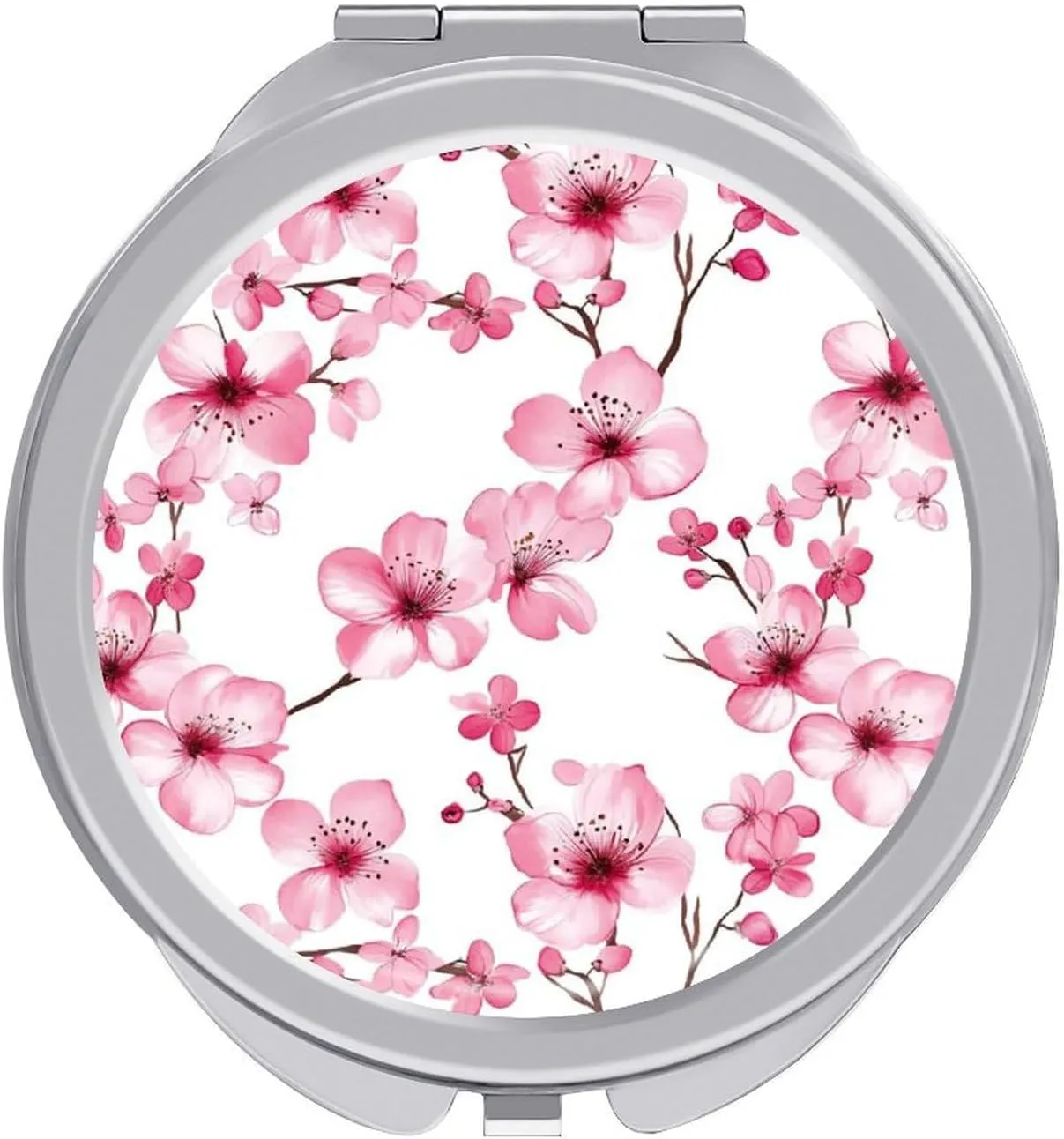 Cherry Flowers Floral Compact Makeup Mirror Mini Foldable Cosmetic Mirror Portable Travel Mirror for Purse Pocket