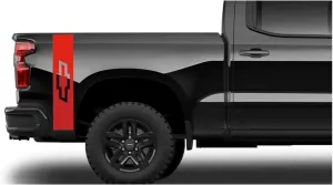 Chevy Silverado Red Trail Boss RST Vertical Bowtie Rear Bedside Decals 2019-2025 Set of 2 GM Licensed
