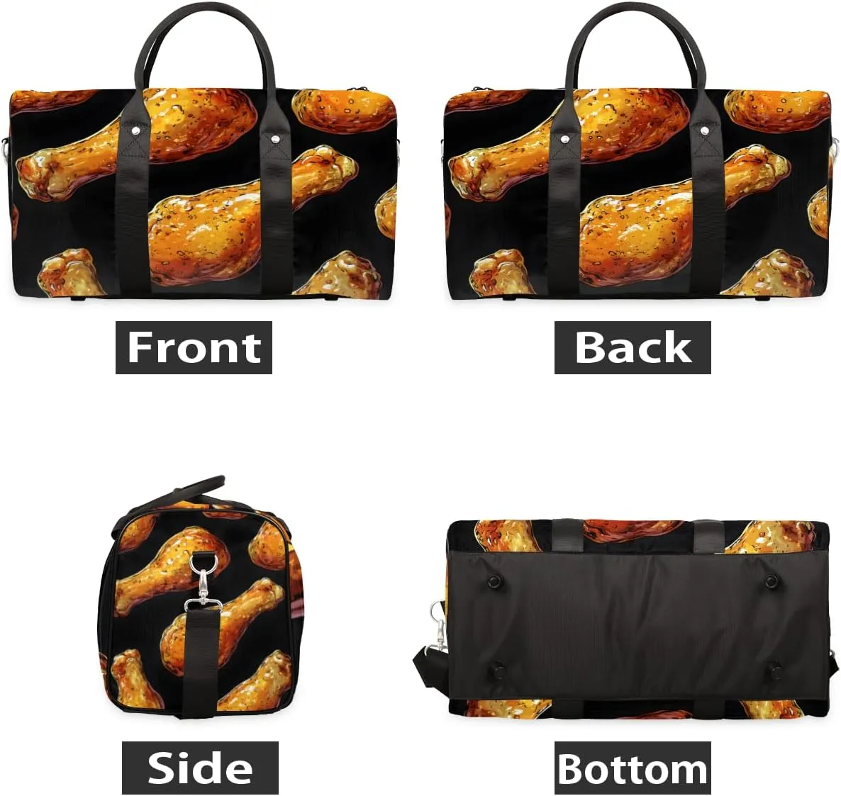 Chicken Legs Travel Duffle Bag for Women Men Gym Duffel Foldable Bag Waterproof Weekender Tasty Food Duffle Tote