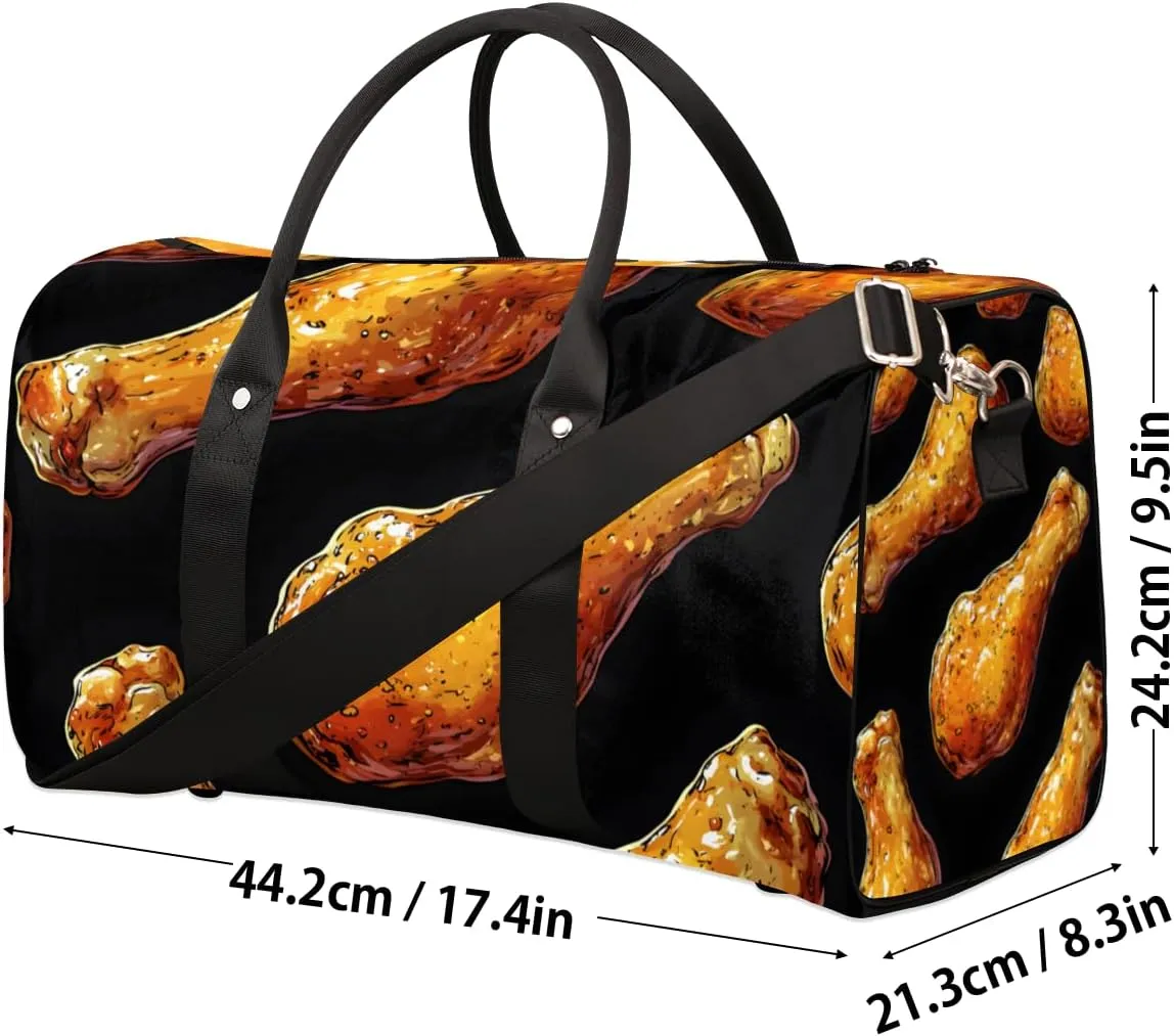 Chicken Legs Travel Duffle Bag for Women Men Gym Duffel Foldable Bag Waterproof Weekender Tasty Food Duffle Tote