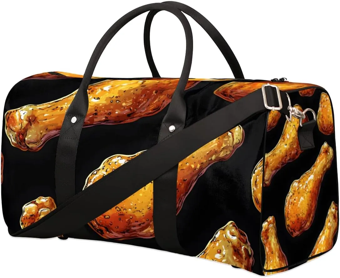 Chicken Legs Travel Duffle Bag for Women Men Gym Duffel Foldable Bag Waterproof Weekender Tasty Food Duffle Tote