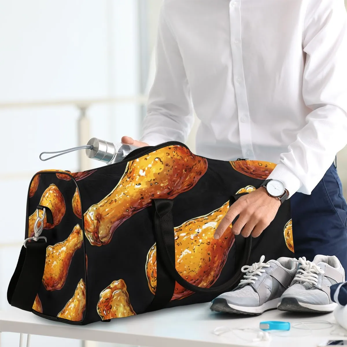 Chicken Legs Travel Duffle Bag for Women Men Gym Duffel Foldable Bag Waterproof Weekender Tasty Food Duffle Tote