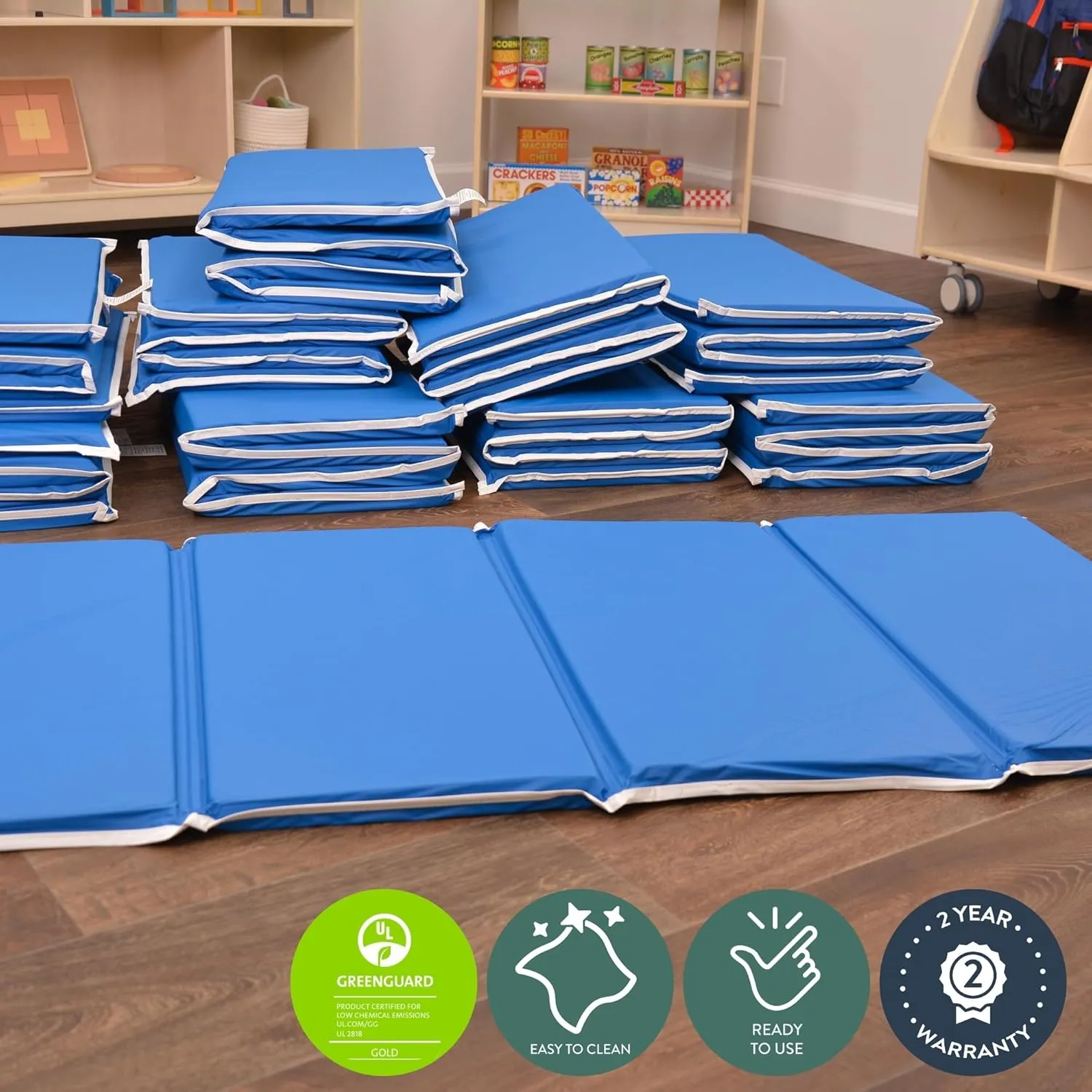 Children's Factory Double Bound Edges Folding Nap Mat for Daycare or Preschool