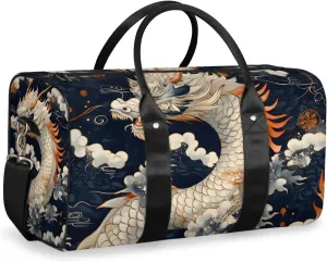 Chinese Dragon Travel Duffle Bag for Women Men Gym Duffel Foldable Bag Waterproof Weekender Asian Animal Duffle Tote