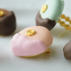 Chocolate Dipped Macaron Brooch (Strawberry)【Japan Jewelry】