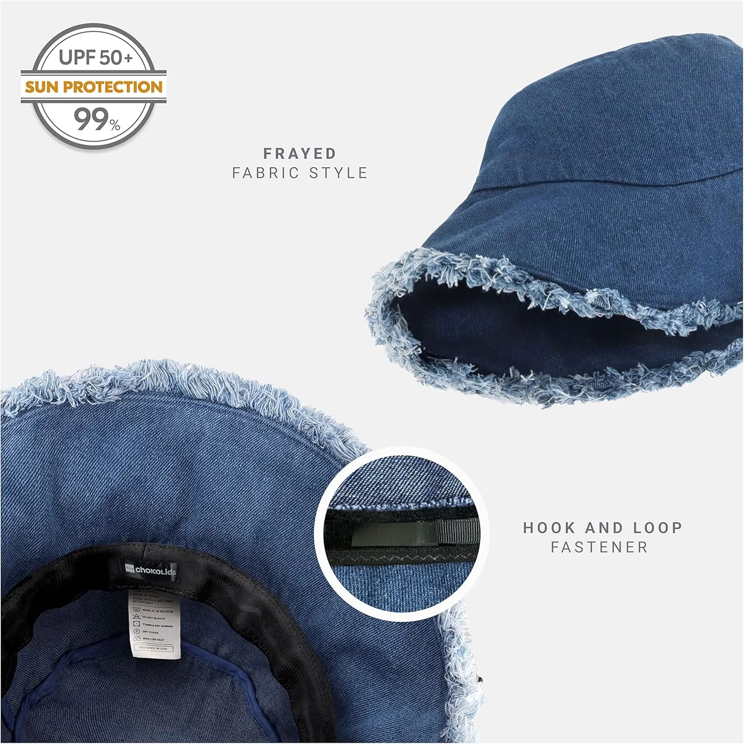 CHOK.LIDS Frayed Bucket Hats for Women Men Unisex Trendy Washed Cotton Floppy Wide Brim Boonie Outdoor Summer Beach Headwear