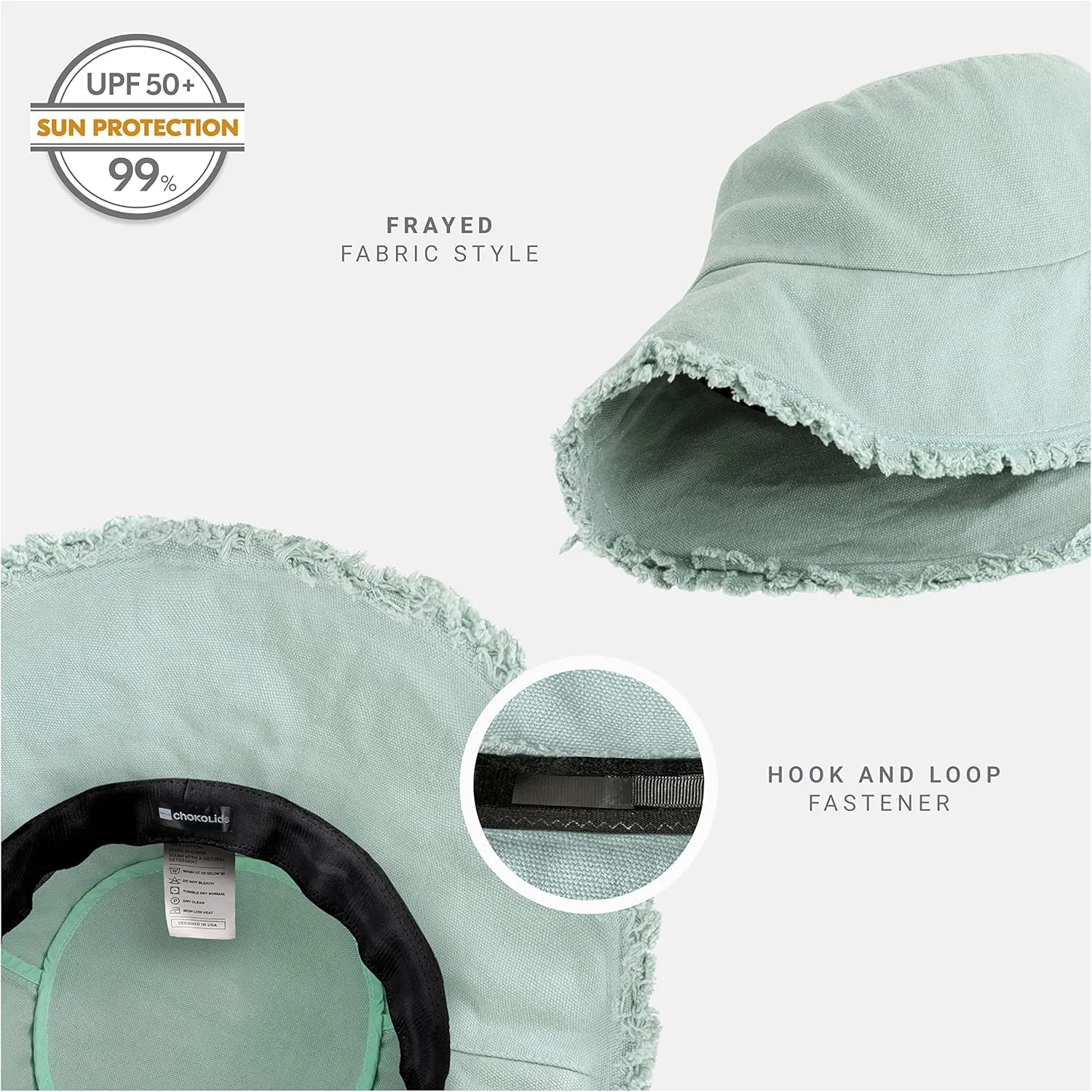 CHOK.LIDS Frayed Bucket Hats for Women Men Unisex Trendy Washed Cotton Floppy Wide Brim Boonie Outdoor Summer Beach Headwear