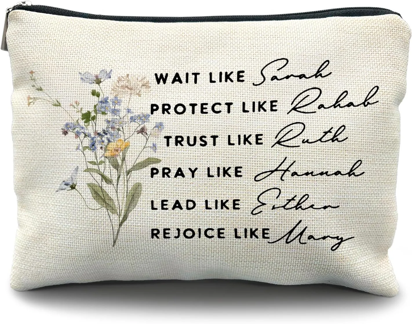 Christian Gifts for Women - Christian Makeup Cosmetic Bags for Women, Women of the Bible Floral Makeup Bag for Purse, Bible Verse Gifts, Gifts for Christian Women, purple