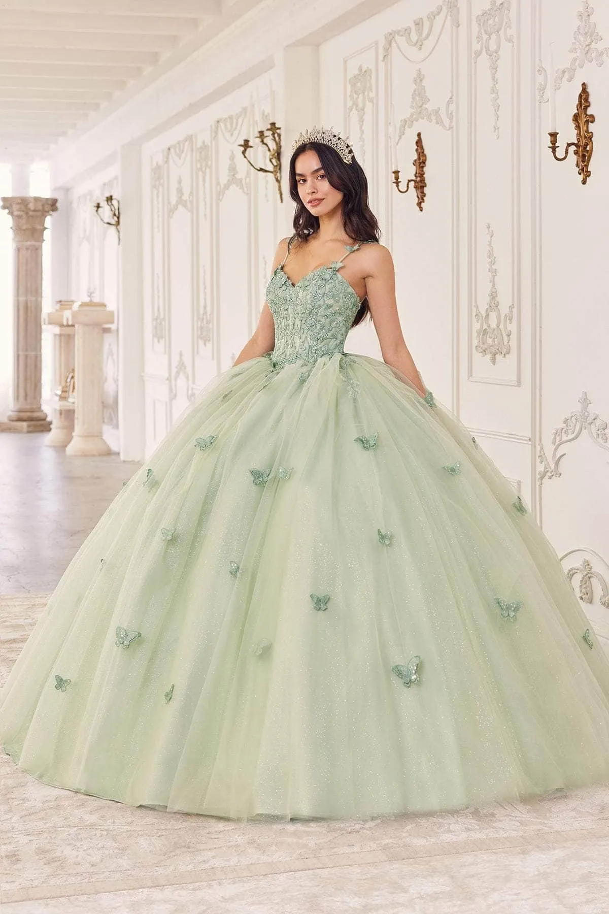 Cinderella Divine 15718 - Floral Applique Ballgown