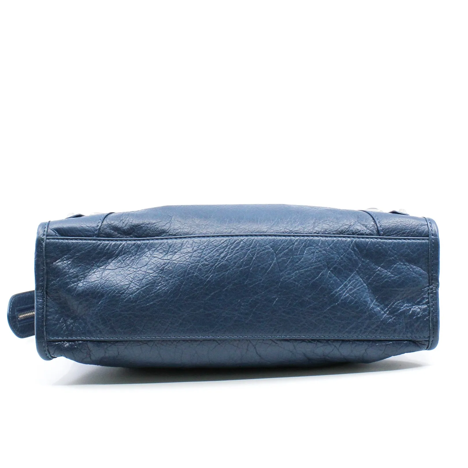 CITY CLASSIC STUDS BAG SMALL METALLIC LEATHER BLUE ANTIQUE BRASS