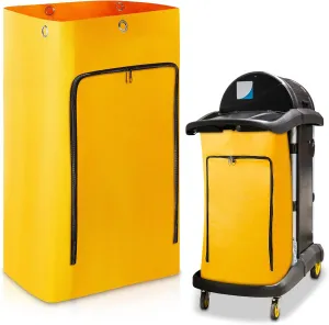Cleaning Cart Bag Zippered Front Replacement Janitorial Cart Bag 24 Gallon Large Capacity Commercial Cleaning Bags for Cart Housekeeping Carts, Yellow(1 Pack,26.5 x 15.5 x 10.5 Inch)