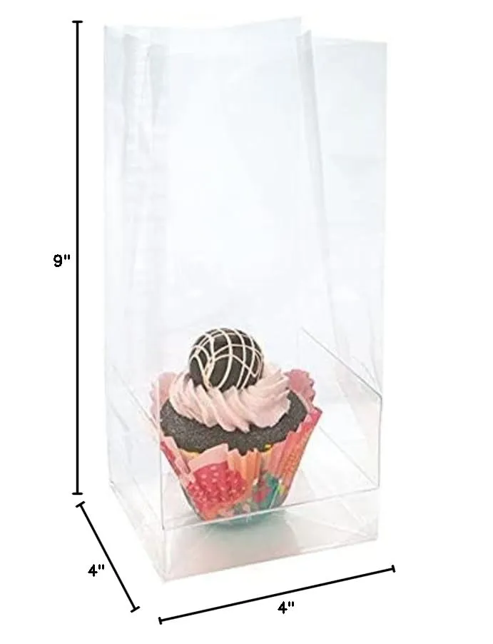 ClearBags Clear Cupcake Bags | Party Favor Bags for Cupcakes Muffins Bundt Cakes | Great for Weddings, Parties, Bakery | 100 Bags Fits 1 Cupcake | 9" Tall CBG4XL 100