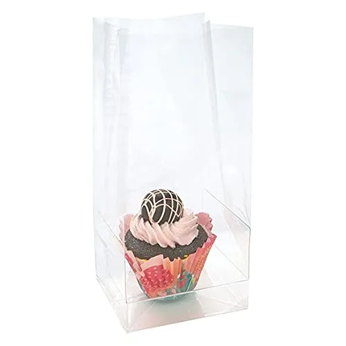 ClearBags Clear Cupcake Bags | Party Favor Bags for Cupcakes Muffins Bundt Cakes | Great for Weddings, Parties, Bakery | 100 Bags Fits 1 Cupcake | 9" Tall CBG4XL 100
