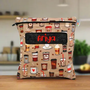 Coffees and Lattes Personalized Reusable Food Bag