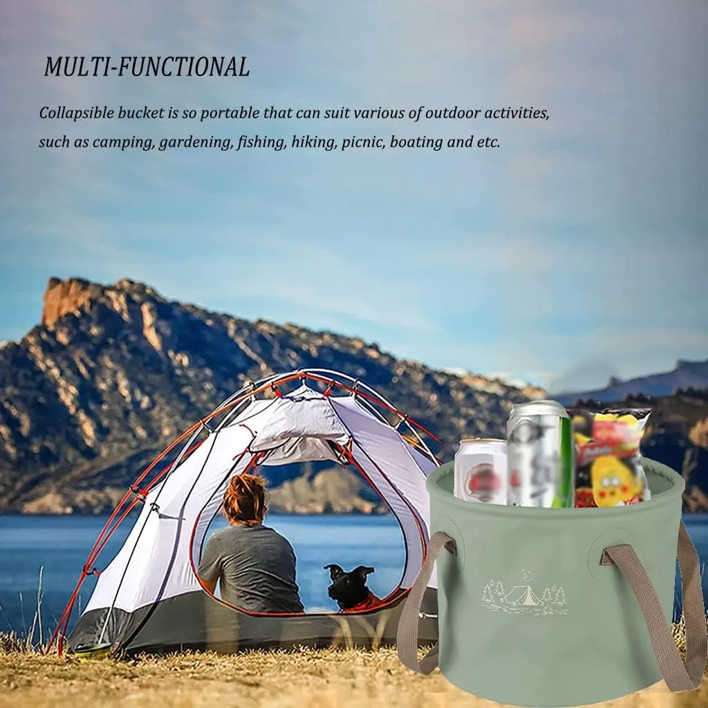Collapsible Bucket 10L(2.6Gallon) Camping Water Storage Container Portable Folding Foot Bath Tub Wash Basin for Traveling Hiking Fishing Boating Gardening (Color : Green)
