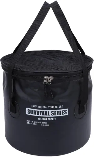 Collapsible Fabric Bucket with Drainage Mesh Pouch Multipurpose Water Container for Camping Fishing Outdoor Activities Car Care