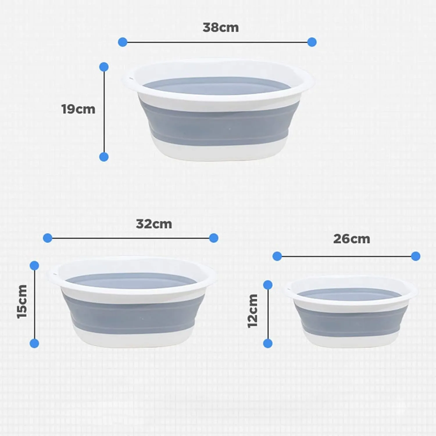Collapsible wash Basin Plastic Folding Basins Portable Wash Basins Folding Laundry Tub Bathroom Kitchen Accessories Travel Folding Wash Basin(Grey,Small)