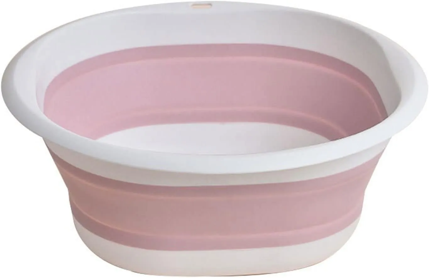 Collapsible wash Basin Plastic Folding Basins Portable Wash Basins Folding Laundry Tub Bathroom Kitchen Accessories Travel Folding Wash Basin(Pink,Large)