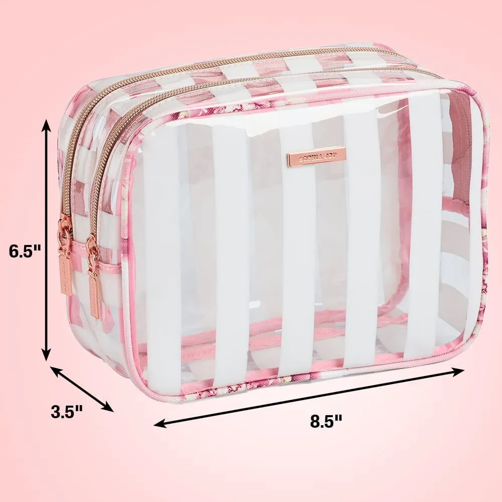 Conair Makeup Bag - Travel Toiletry Bag - Cosmetic Bag - Toiletry Bag for Women - Double Zip Organizer - Pink Floral Print