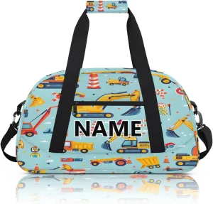 Construction Crew Vehicles Truck Custom Small Gym Bag 18 inch for Women Men Personalized Car Excavator Tractor Vehicles Carry On Overnight Weekender Bag for Travel Work Dance Sport