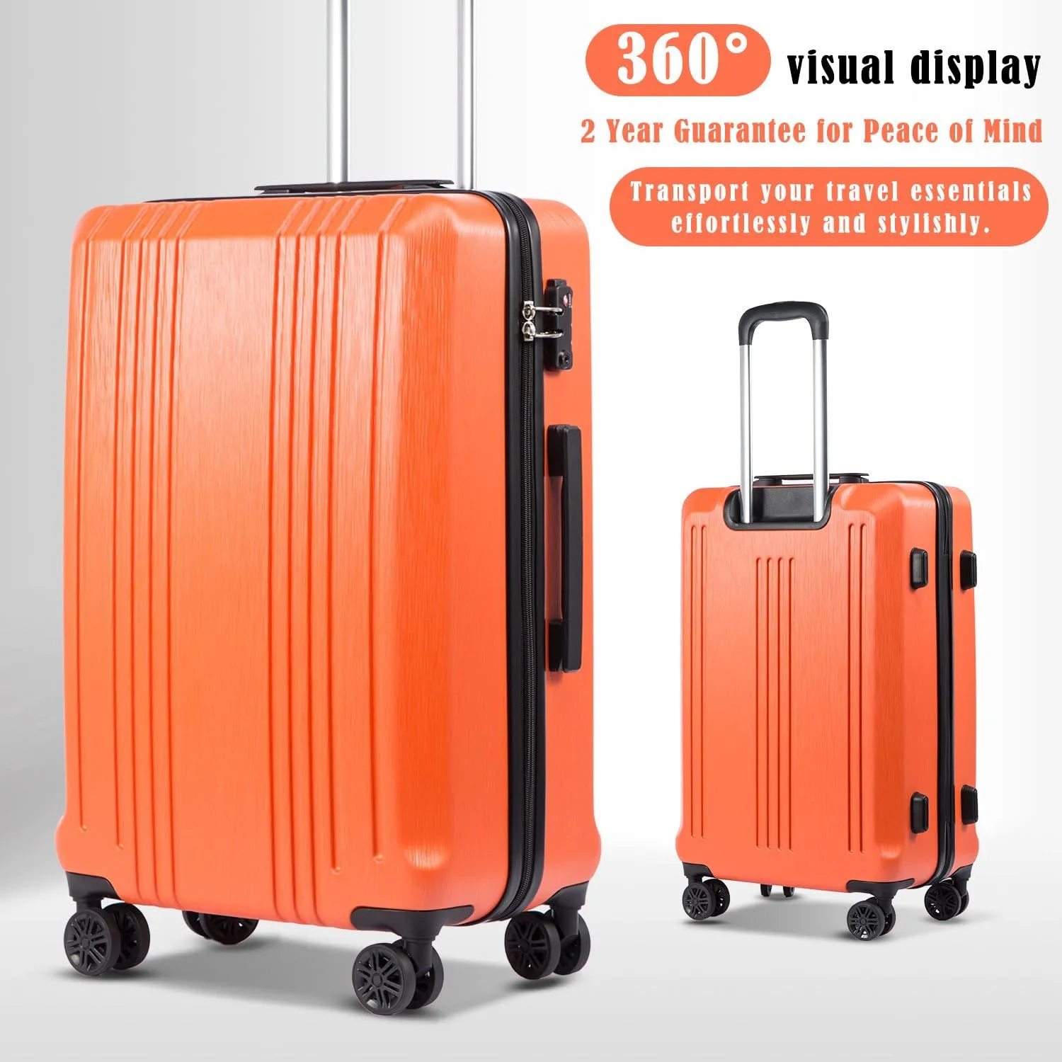 Coolife Luggage Expandable Suitcase PC ABS 3 Piece Set with TSA Lock Spinner 20in24in28in