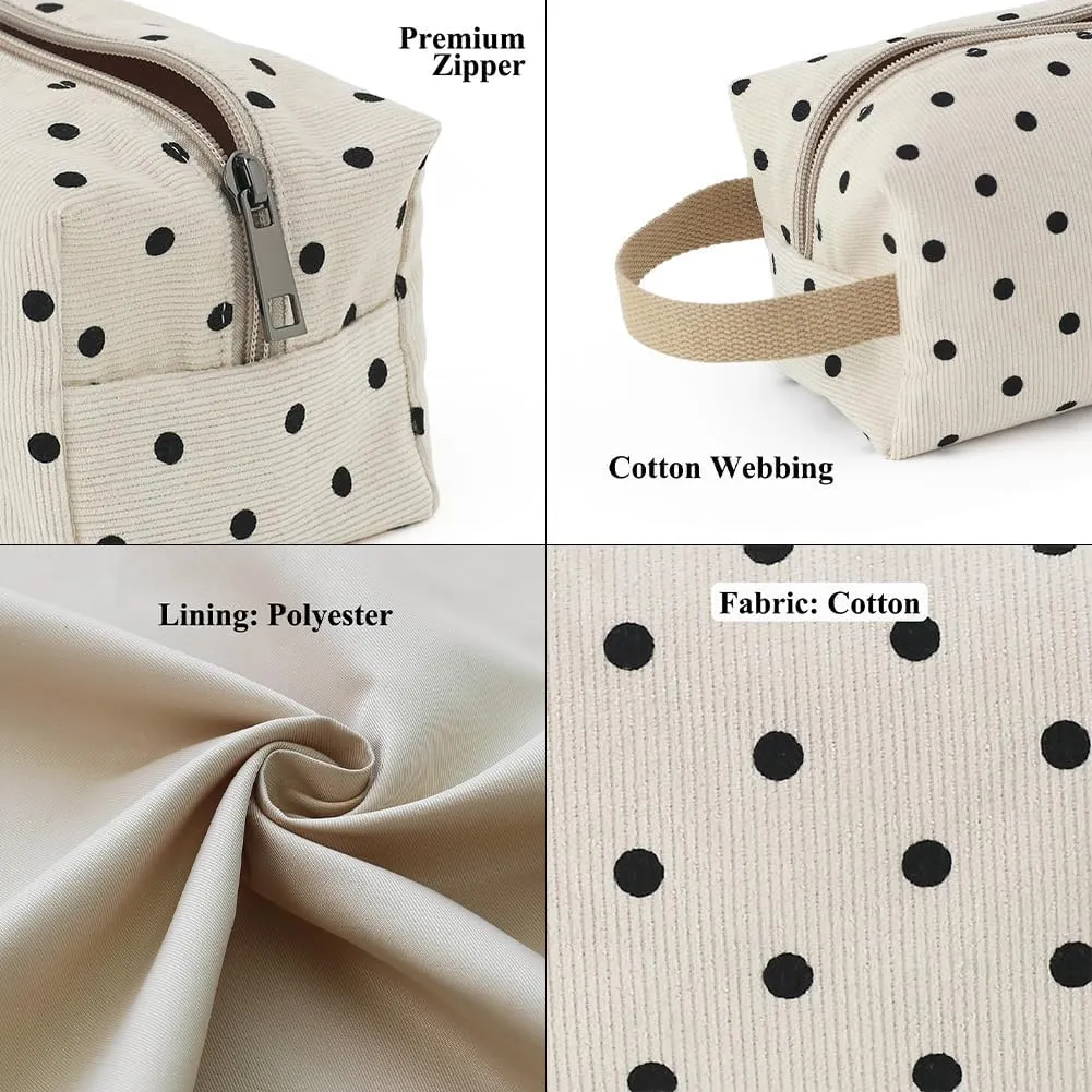 Cotton Travel Makeup Bag with Tiny Floral Pattern – Small Cosmetic Zipper Pouch for Women and Girls, On-the-Go Toiletry and Makeup Organizer