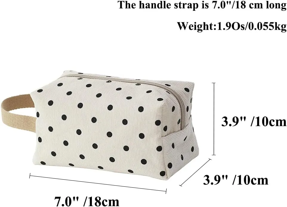 Cotton Travel Makeup Bag with Tiny Floral Pattern – Small Cosmetic Zipper Pouch for Women and Girls, On-the-Go Toiletry and Makeup Organizer