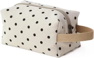 Cotton Travel Makeup Bag with Tiny Floral Pattern – Small Cosmetic Zipper Pouch for Women and Girls, On-the-Go Toiletry and Makeup Organizer