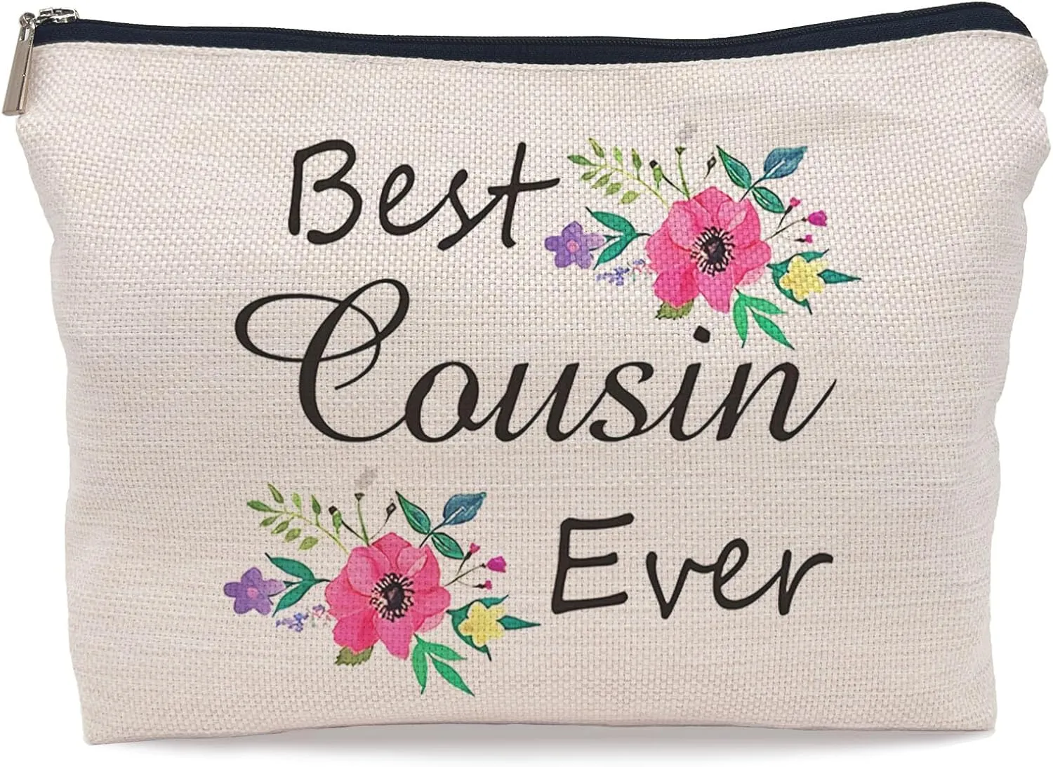 Cousin Gifts Floral Makeup Bag,Cousin Gifts for Women,Best Cousin Gifts for Women,Gifts for Cousins Female,Best Cousin Ever Small Cosmetic Makeup Bag for Purse