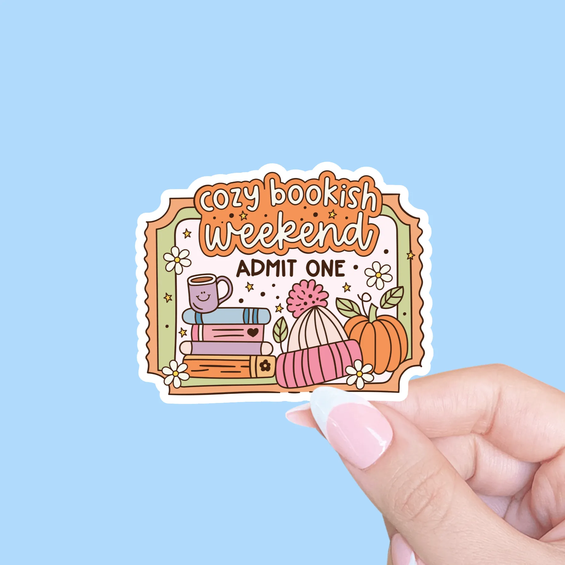 Cozy Bookish Weekend Vinyl Sticker