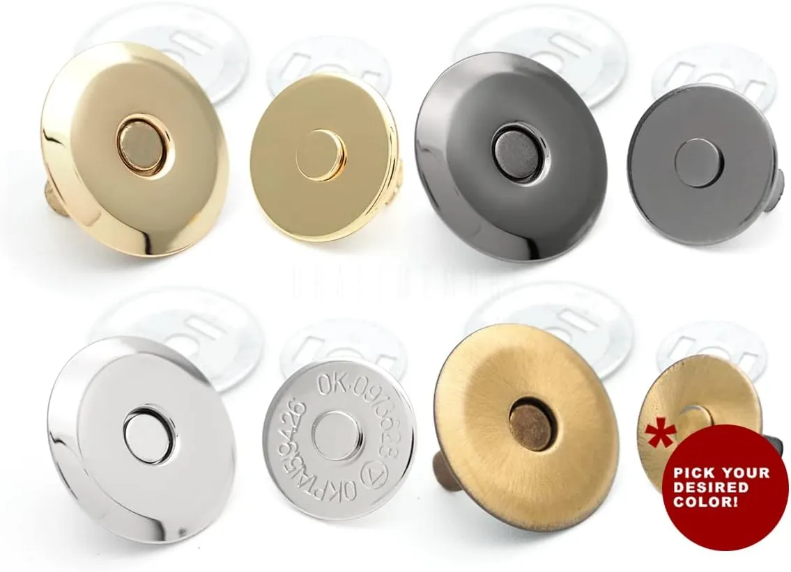 CRAFTMEMORE Magnetic Snap Buttons Quality Strong Clasp for Purse Sewing Handbags Closures 6 Pack MNU (18mm, Brushed Brass)