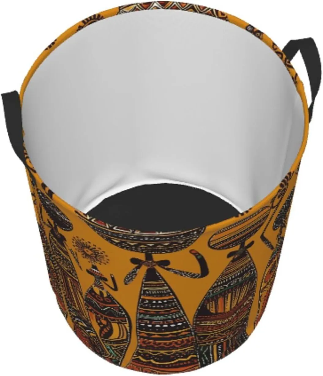 Creative African Culture Laundry Basket With Handles Foldable Oxford Cloth Tote Bag Laundry Hamper Waterproof Clothes Storage Bucket Toy Organizer For Laundry Room/Bathroom/Bedroom/Dormitories