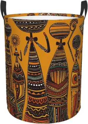 Creative African Culture Laundry Basket With Handles Foldable Oxford Cloth Tote Bag Laundry Hamper Waterproof Clothes Storage Bucket Toy Organizer For Laundry Room/Bathroom/Bedroom/Dormitories