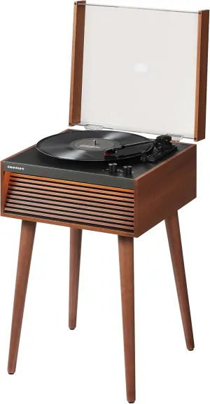 Crosley CR6237A-NA Dean 3-Speed Bluetooth in/Out Vinyl Record Player Turntable with Built-in Speakers, LED Lights and Detachable Legs, Natural