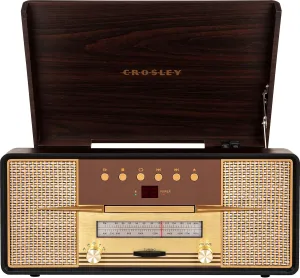 Crosley CR7016A-MA Rhapsody 3-Speed Turntable with Bluetooth, AM/FM Radio, CD Player, and Aux-in, Mahogany